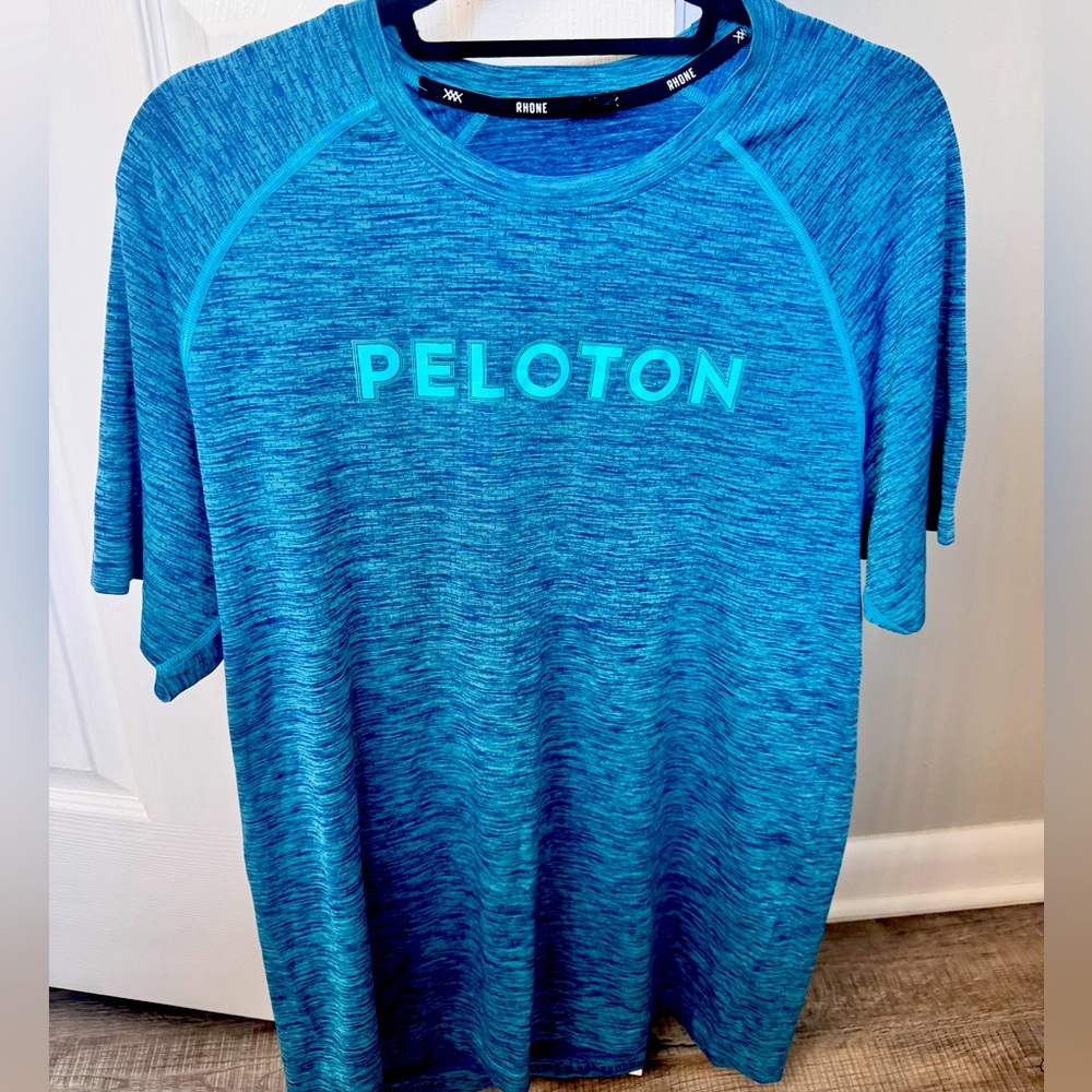 Rhône & Peloton sport-moisture wick t shirt, Blue-Large